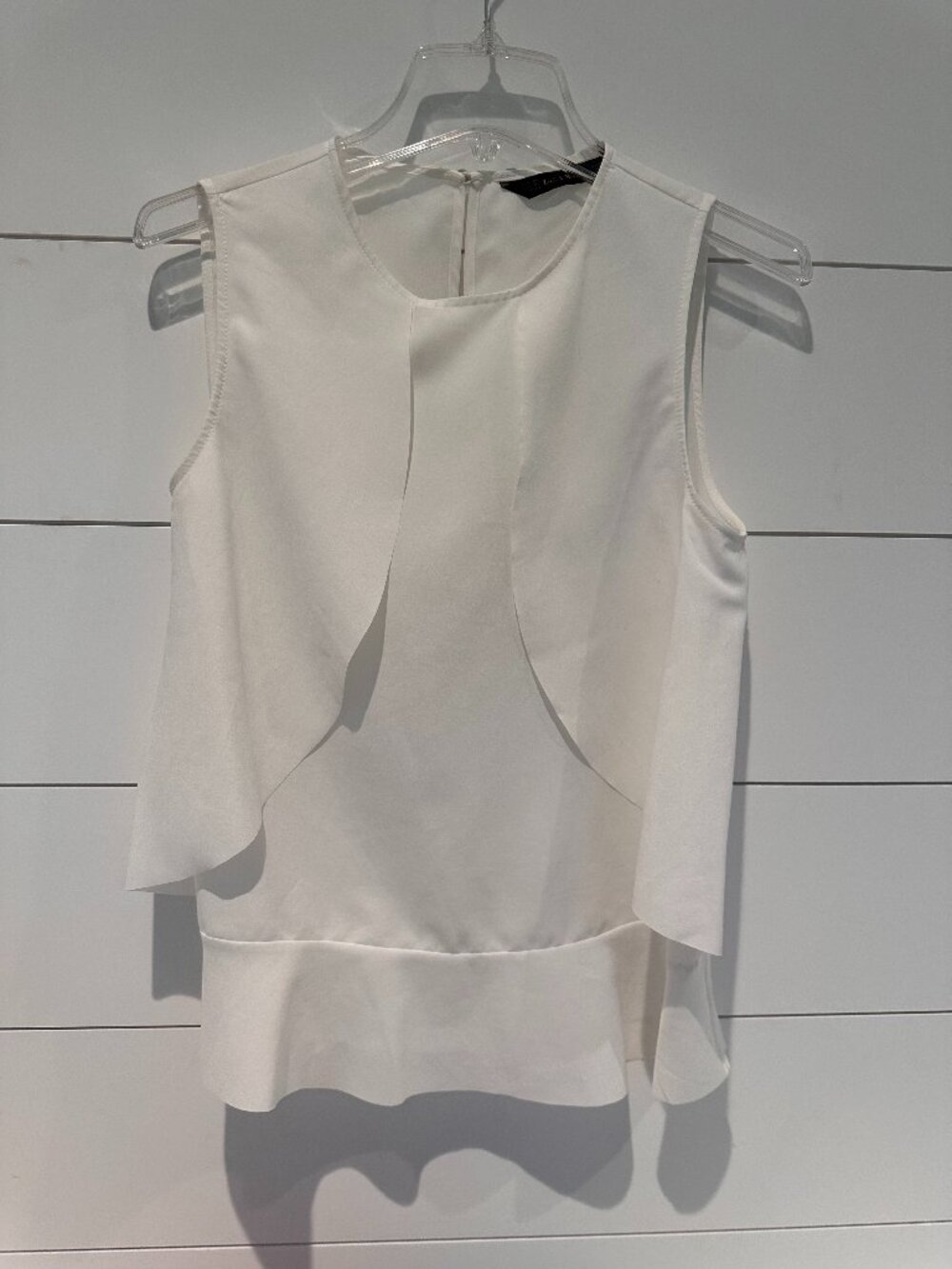 Zara Basic Layered Peplum Blouse in Off-White / Ecru Size XS